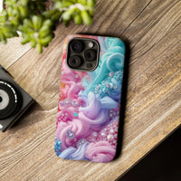 Load image into Gallery viewer, Phone case with jewels and colorfuls swirls
