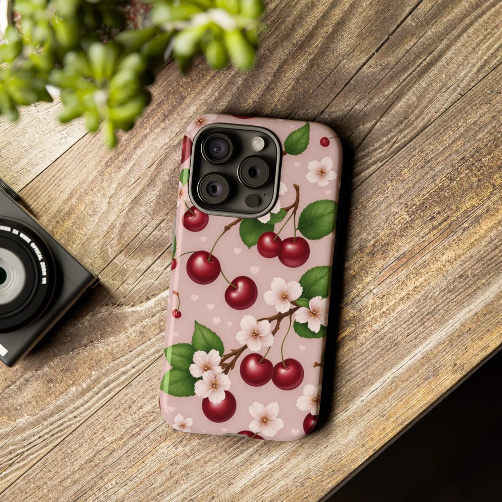 Phone case with cherry pattern