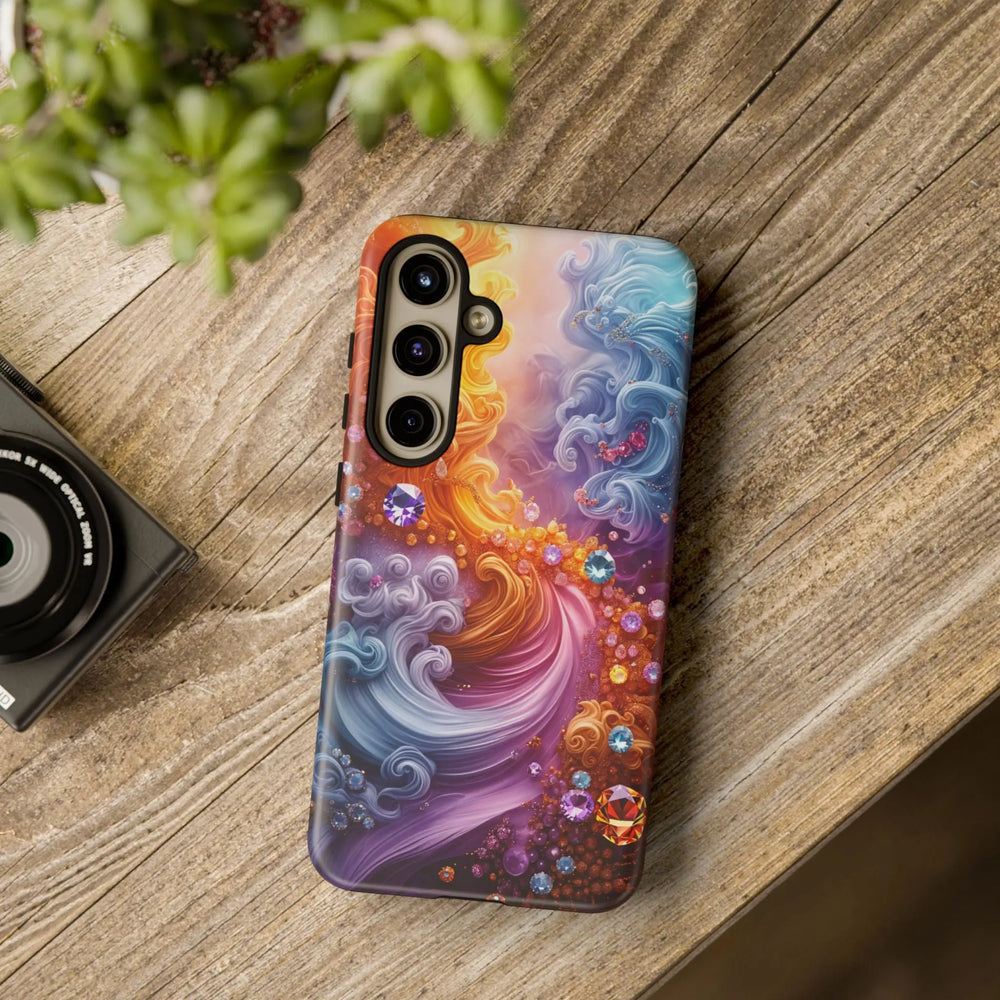 Phone Case with Jewels and Swirls of Smoke