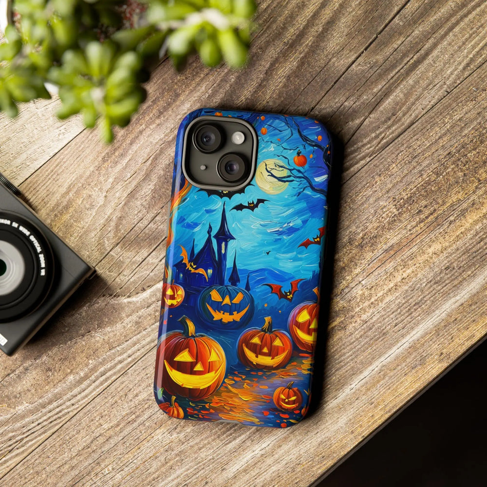 Phone Case with Spooky Castle and Jack-O-Lantern