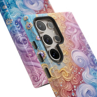 Load image into Gallery viewer, Pixel Phone Case with Jewels set among swirls of pastel paint
