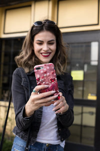 Load image into Gallery viewer, Pixel Phone Case with red 3D hearts
