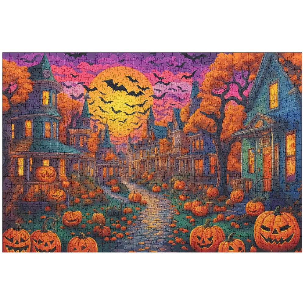 Halloween Jigsaw Puzzle with a spooky town scene
