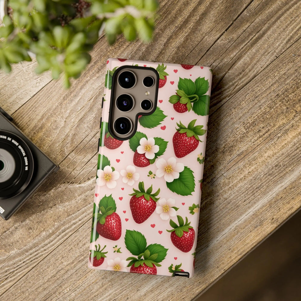 Phone case with strawberry pattern