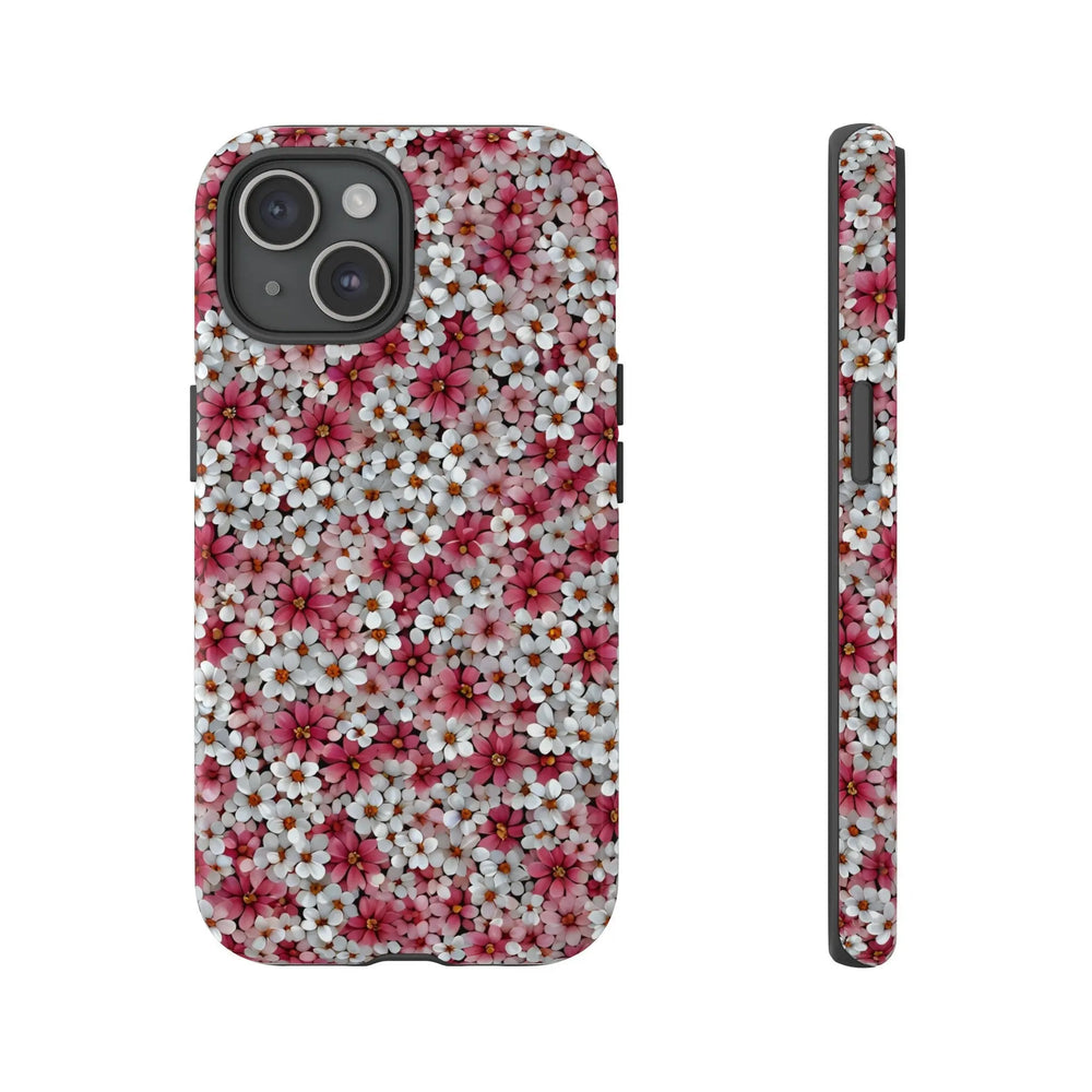 Phone case with small red flowers