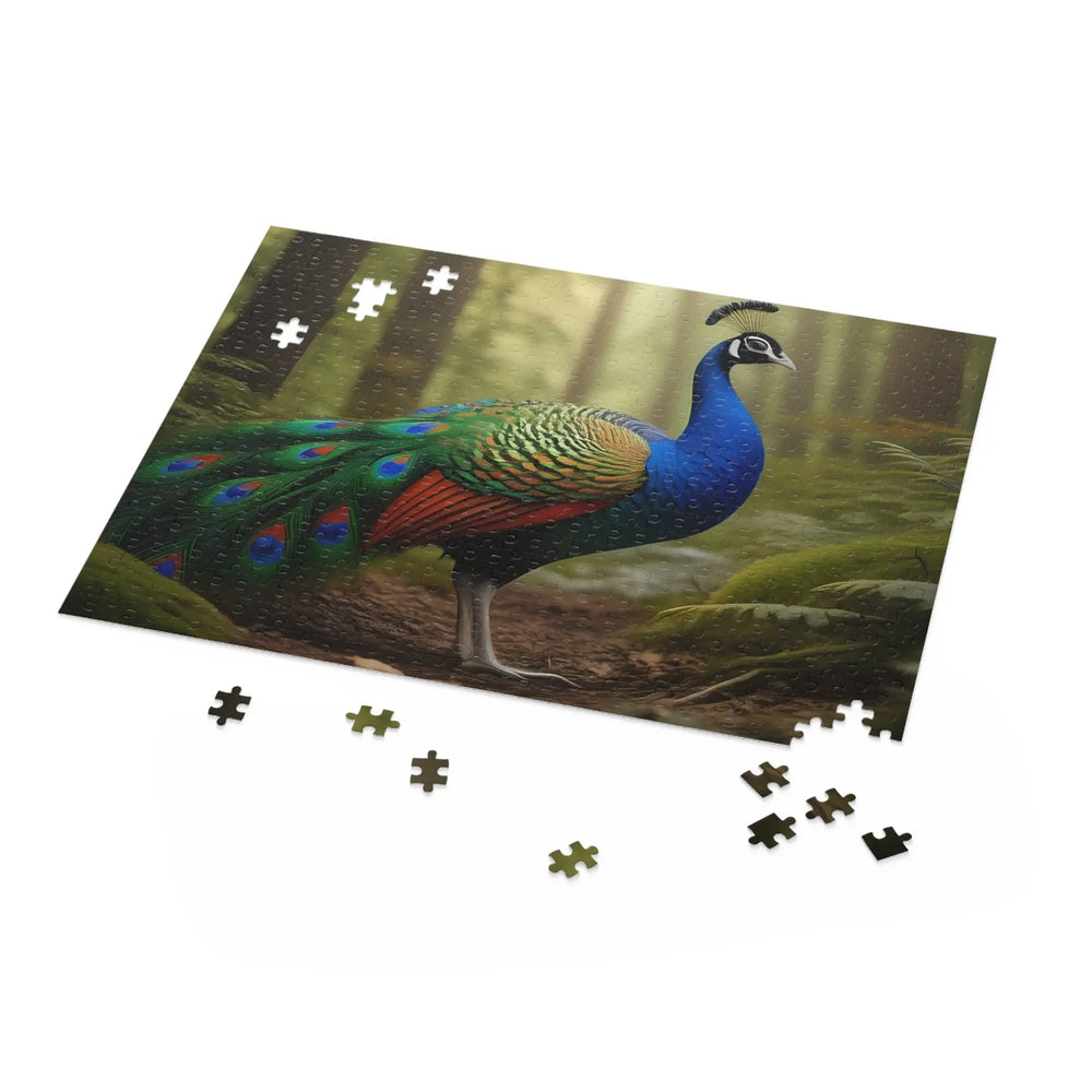 Vibrant Peacock Jigsaw Puzzle (120, 252, 500-Piece) - Print Pop Store