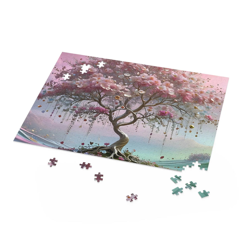 Embellished Pink Tree Jigsaw Puzzle (120, 252, 500-Piece) - Print Pop Store