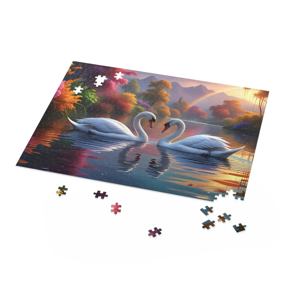 Swans on a Lake Jigsaw Puzzle (120, 252, 500-Piece) - Print Pop Store