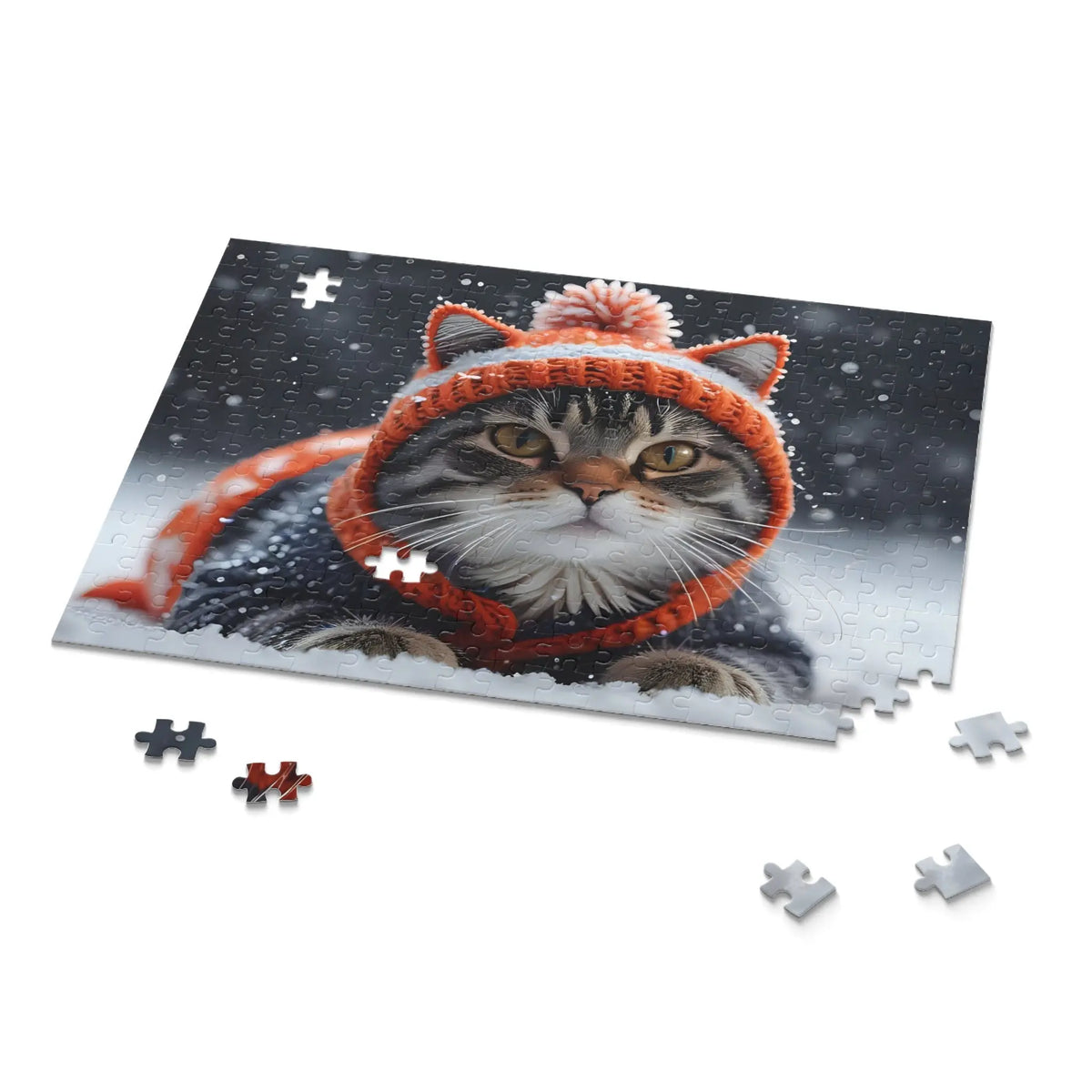 Winter Cat Jigsaw Puzzle (120, 252, 500-Piece) - Print Pop Store