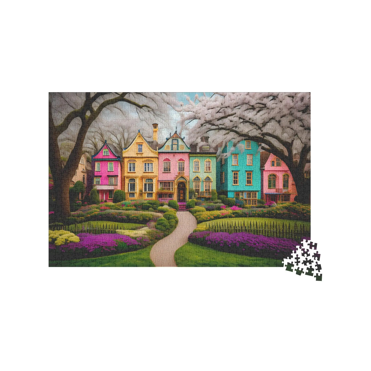 Vibrant Colorful  Village Jigsaw Puzzle 1,000 Piece - Print Pop Store